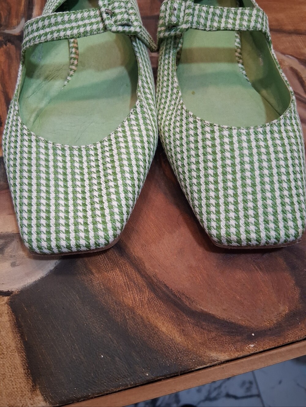 Jeffrey Campbell Green Houndstooth Mary Jane Flats - Picture 9 of 9
